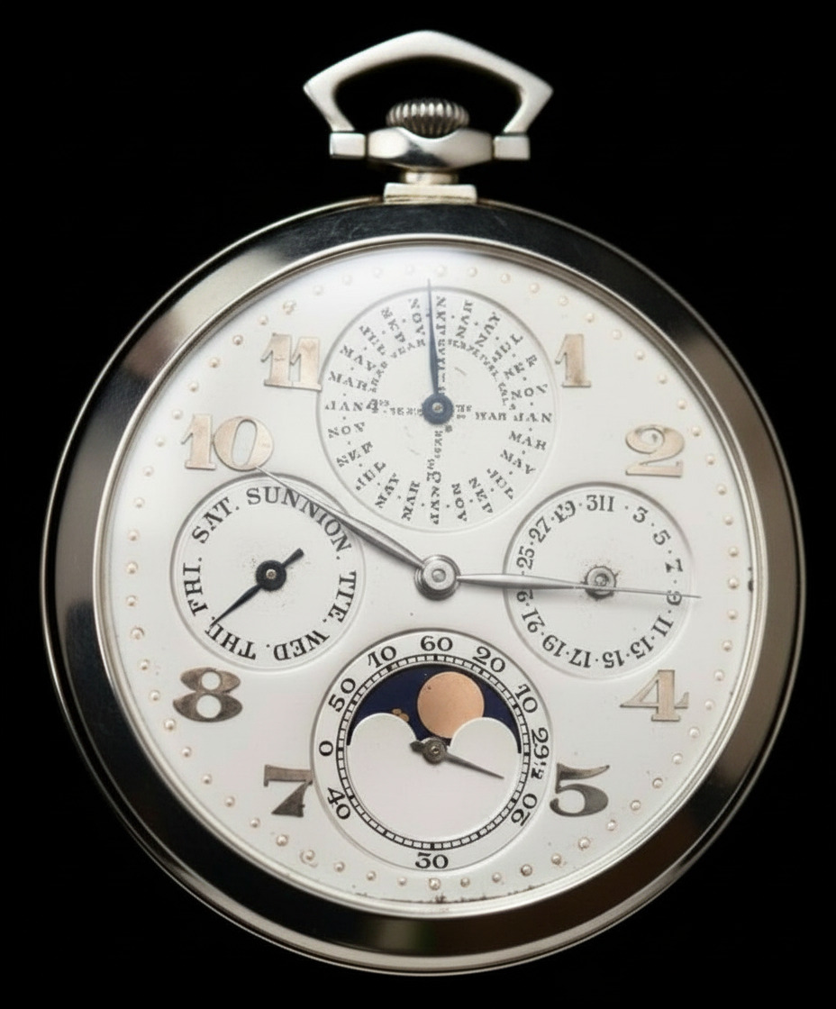 Audemars Piguet grande complication pocket watch — perpetual calendar, moonphase, day and date
