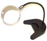 Clip-on desk magnifier with flexible arm and LED light