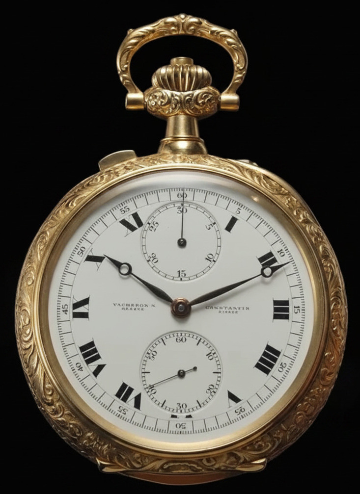 Vacheron Constantin antique pocket watch — gold case with chronograph subdials