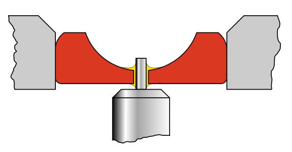 Cross-section diagram showing a watch pivot running through a jewel hole bearing
